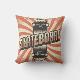 Retro Vintag Classic Skateboard Orange Kissen