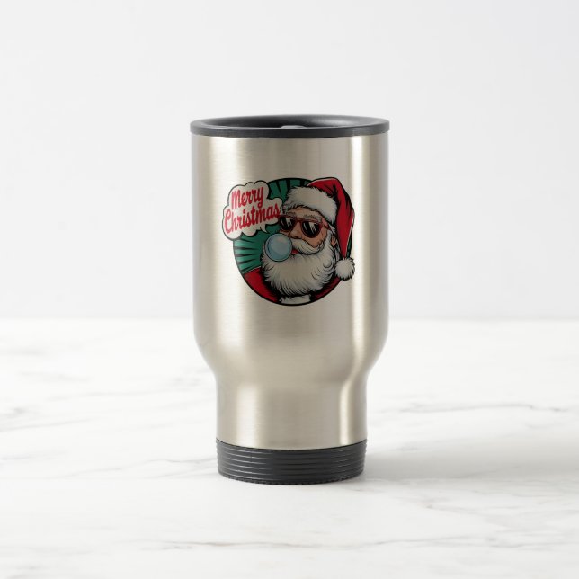 Retro Vintag Cooler Weihnachtsmann Reisebecher (Mittel)