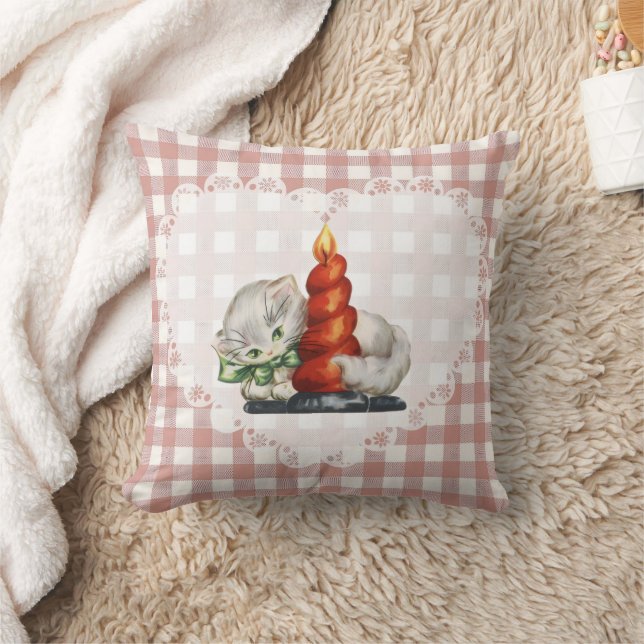 Retro Vintag Coquette Baby Animals Cat Gingham Kissen (Decke)