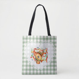 Retro Vintag Coquette Baby Animals Deer Gingham Tasche