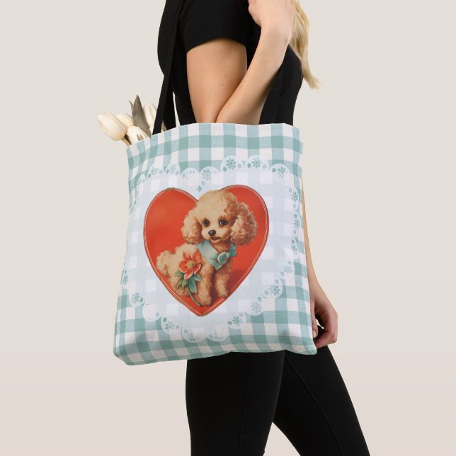 Retro Vintag Coquette Baby Animals Dog Gingham Tasche (Von Nahem)
