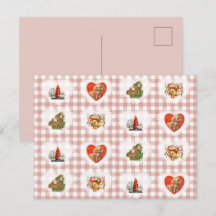 Retro Vintag Coquette Baby Animals Gingham