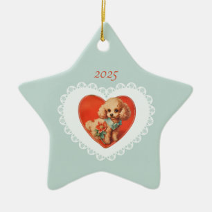 Retro Vintag Coquette Pastel Baby Tiere Hund Keramik Ornament