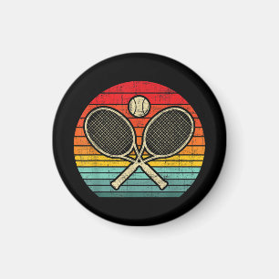 Retro Vintag Crossed Tennis Racket - Sporthafen Magnet