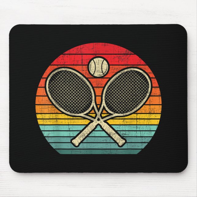 Retro Vintag Crossed Tennis Racket - Sporthafen Mousepad (Vorne)