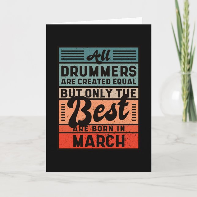 Retro Vintag Drummer Birthday März Karte (Vorderseite)