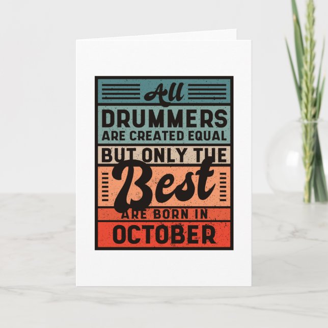 Retro Vintag Drummer Geburtstag Oktober Karte (Vorderseite)