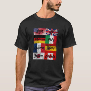 Retro Vintag Flags The World Illustration Grap T-Shirt