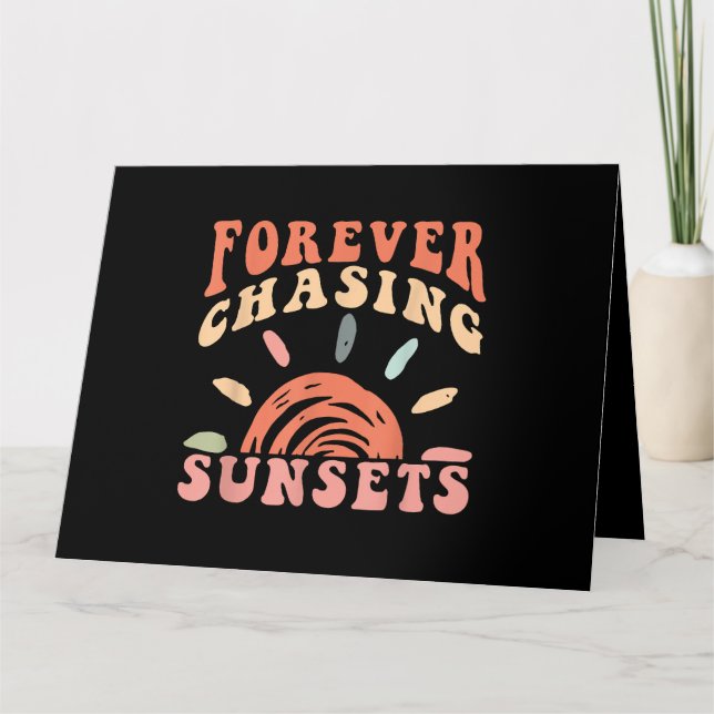 Retro Vintag Forever Jagen Sunsets Sommerferien Karte (Vorderseite)