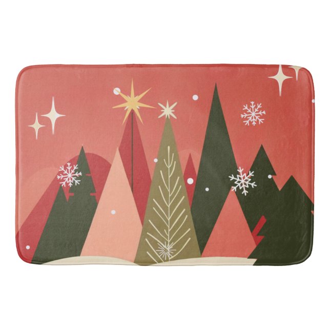 Retro/Vintag Frohe Weihnachtsbaum Badematte (Vorderseite)