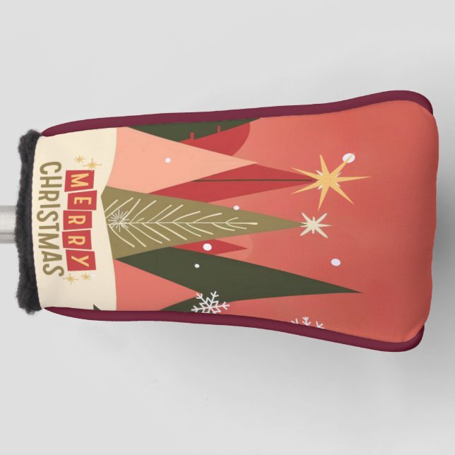 Retro/Vintag Frohe Weihnachtsbaum Golf Headcover (Vorderseite)