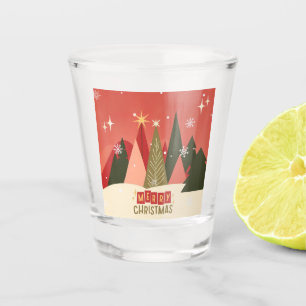 Retro/Vintag Frohe Weihnachtsbaum Schnapsglas