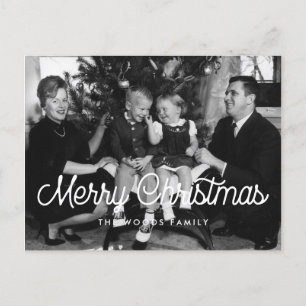 Retro Vintag Frohe Weihnachtsfamilie Foto Postkarte