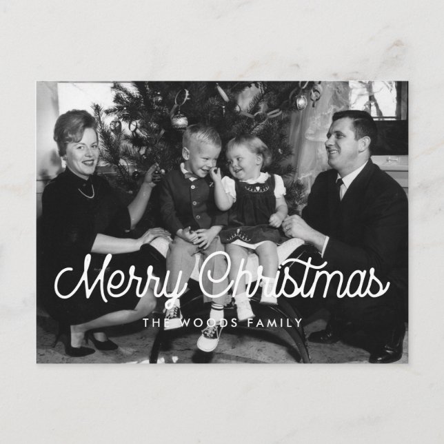 Retro Vintag Frohe Weihnachtsfamilie Foto Postkarte (Vorderseite)