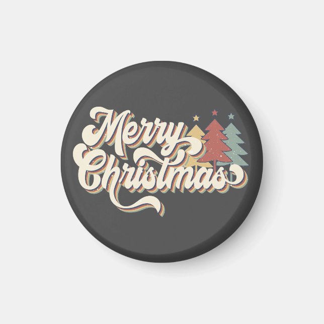 Retro Vintag Frohe Weihnachtstypografie Magnet (Vorne)