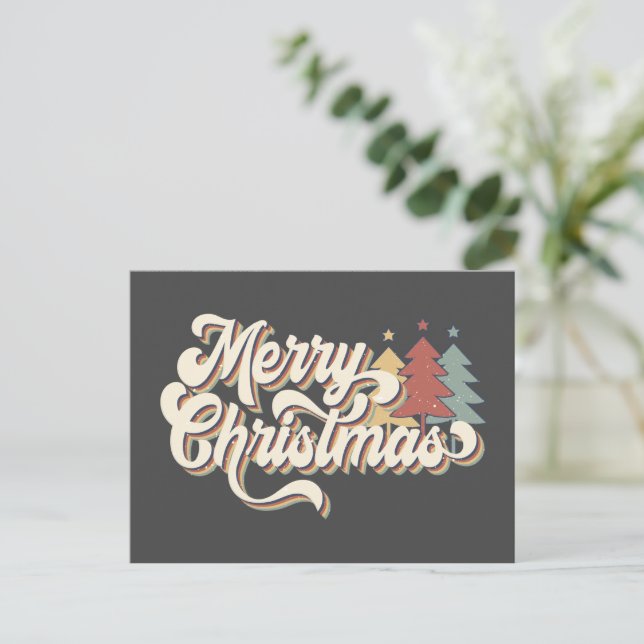 Retro Vintag Frohe Weihnachtstypografie Postkarte (Stehend Vorderseite)