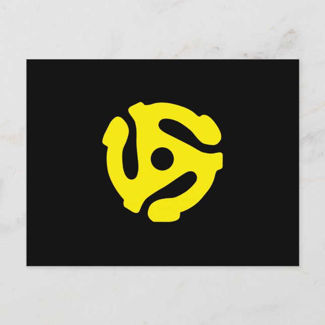 Retro Vintag-Gelb-45-Abstandhalter-DJ Postkarte (Vorderseite)