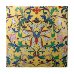 Retro Vintag Gelbe Minton Tile Botanisch Fliese