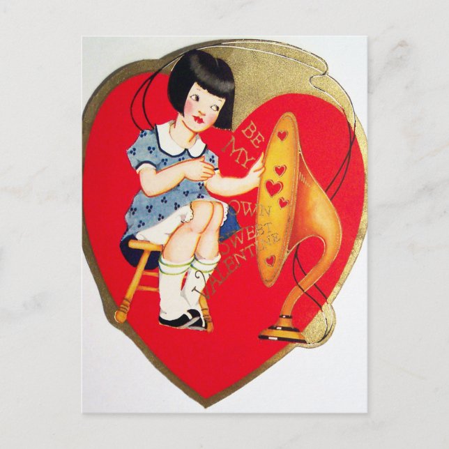 Retro Vintag Girl Holiday Postkarte (Vorderseite)