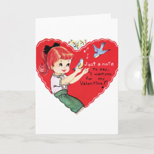 Retro Vintag Girl Valentine Feiertagskarte