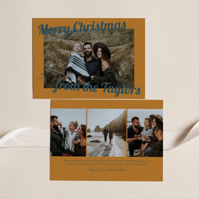 Retro Vintag Golden & Blue Foto Weihnachten (Von Creator hochgeladen)