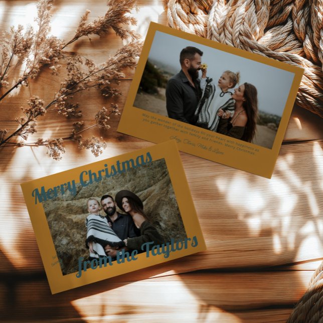 Retro Vintag Golden & Blue Foto Weihnachten (Von Creator hochgeladen)