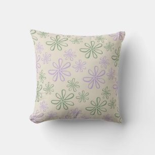 Retro Vintag Green Lila Small Blume Muster Kissen