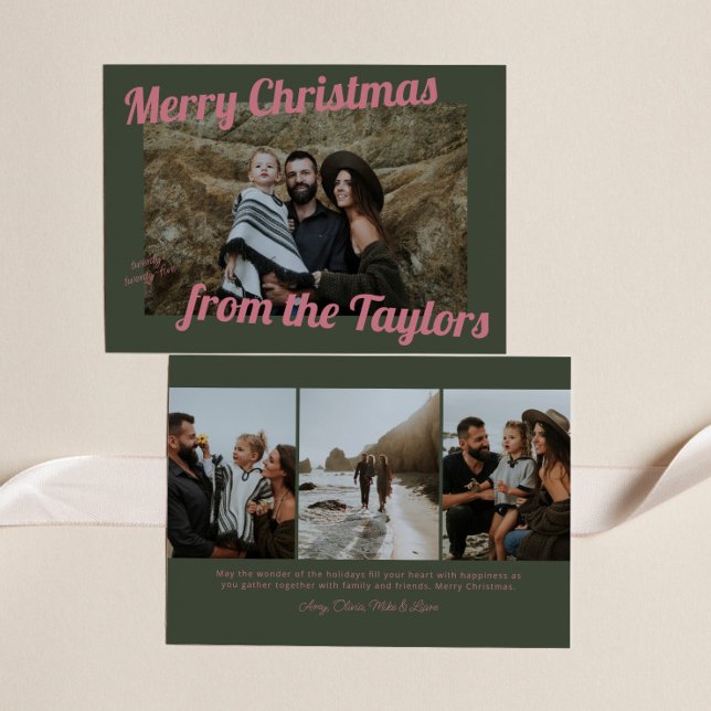 Retro Vintag Green & Pink Foto Weihnachten (Von Creator hochgeladen)