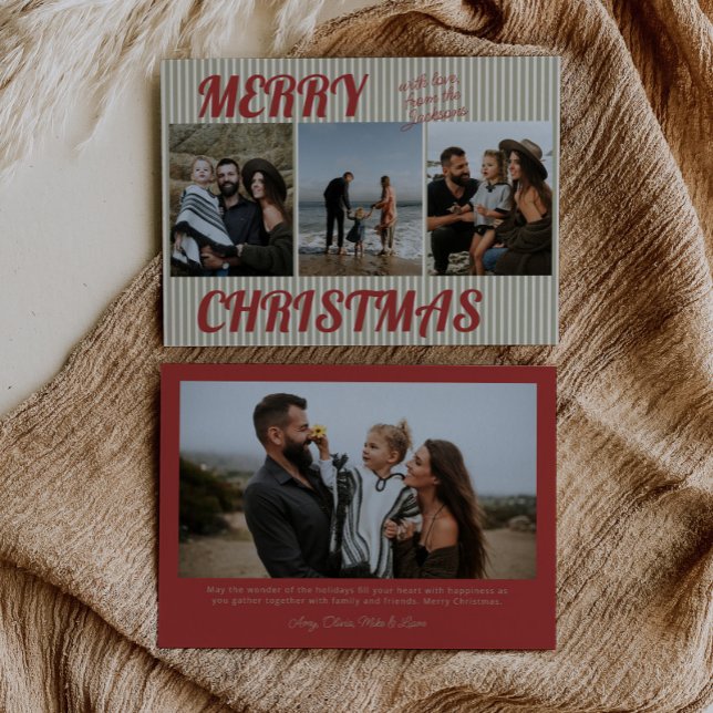 Retro Vintag Green Strips Foto Weihnachten (Von Creator hochgeladen)