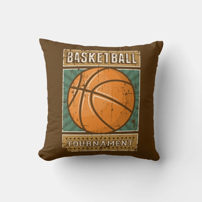 Retro Vintag Grunge Brown Blue Basketball Kissen (Vorderseite)