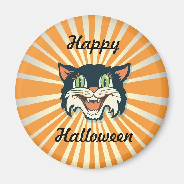Retro Vintag Halloween Cat Magnet (Vorne)