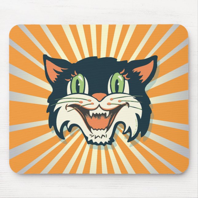 Retro Vintag Halloween Cat Mousepad (Vorne)