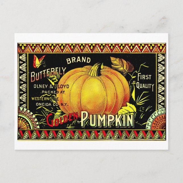 Retro Vintag Halloween Golden Pumpkin Postkarte (Vorderseite)