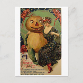 Retro Vintag Halloween Pumpkin Hug Postkarte