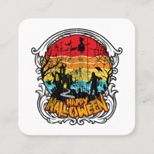 Retro Vintag Halloween - Vintages Halloween Quadratische Visitenkarte