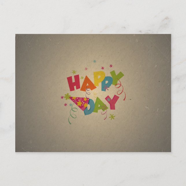 Retro Vintag Happy Birthday Pattern Postkarte (Vorderseite)
