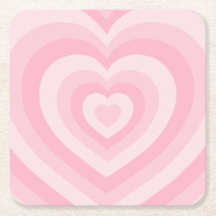 Retro Vintag Hearts Baby Pink Rechteckiger Pappuntersetzer