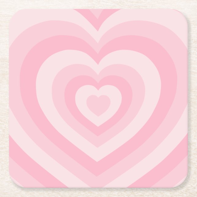 Retro Vintag Hearts Baby Pink Rechteckiger Pappuntersetzer (Vorderseite)