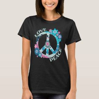 Retro Vintag Hippie Liebe Blume signieren Monogo T-Shirt