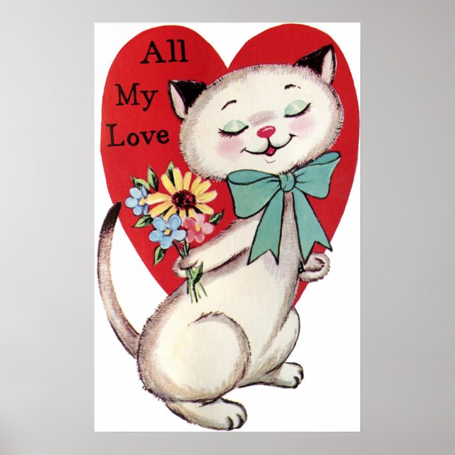 Retro Vintag Holiday cat Valentine Poster (Vorne)