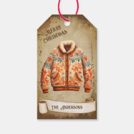 Retro Vintag Jacket Frohe Weihnachten Geschenkanhänger