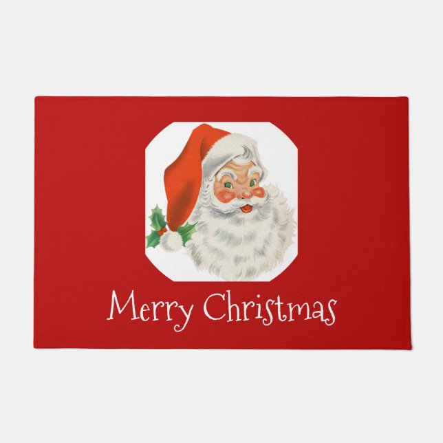 Retro Vintag Jolly Santa Claus Weihnachten Fußmatte (Vorderseite)