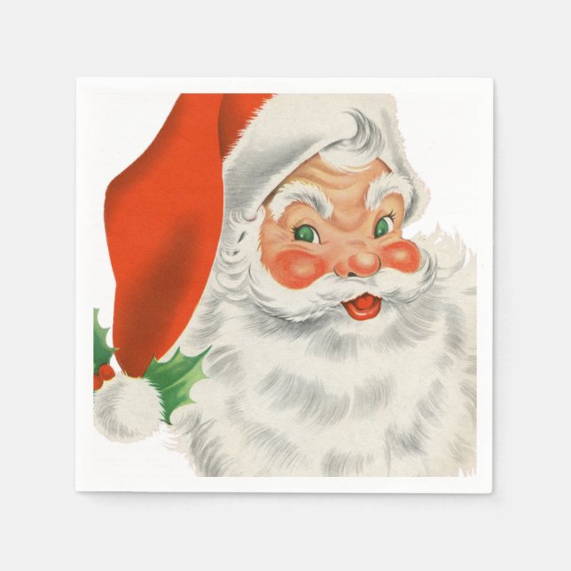 Retro Vintag Jolly Santa Claus Weihnachten Serviette (Vorderseite)
