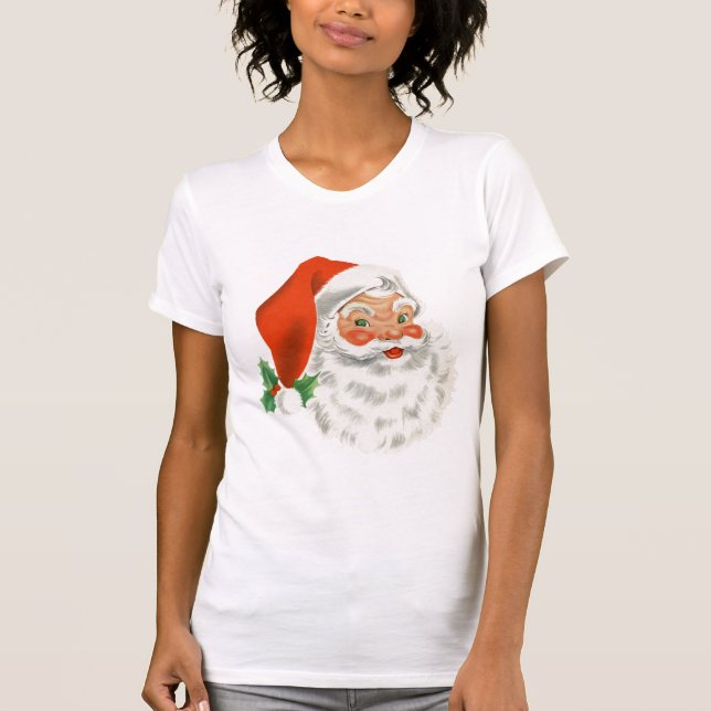 Retro Vintag Jolly Santa Claus Weihnachten T-Shirt (Vorderseite)