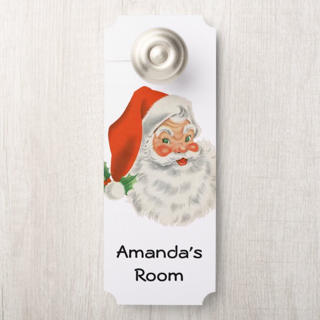 Retro Vintag Jolly Santa Claus Weihnachten Türanhänger (Auf Knauf)