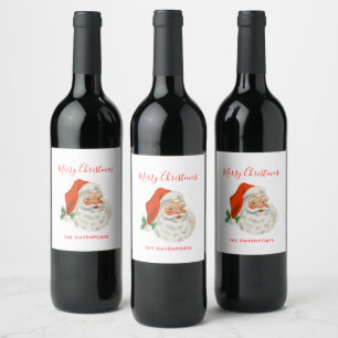 Retro Vintag Jolly Santa Claus Weihnachten Weinetikett