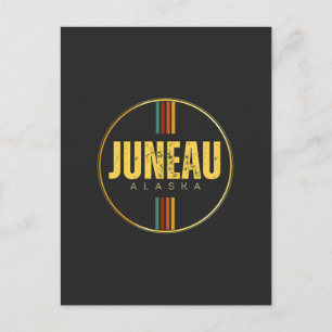 Retro Vintag Juneau City Alaska Staat 70er Groovy Postkarte