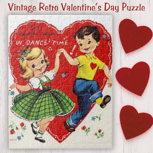 Retro Vintag Kids tanzen Valentinstag