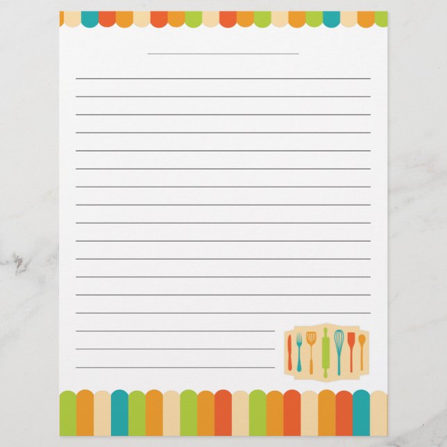 Retro Vintag Kitchen Kochutensilien Rezept (Vorderseite)