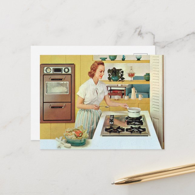 Retro Vintag Kochküche Postkarte (Vorderseite/Rückseite Beispiel)